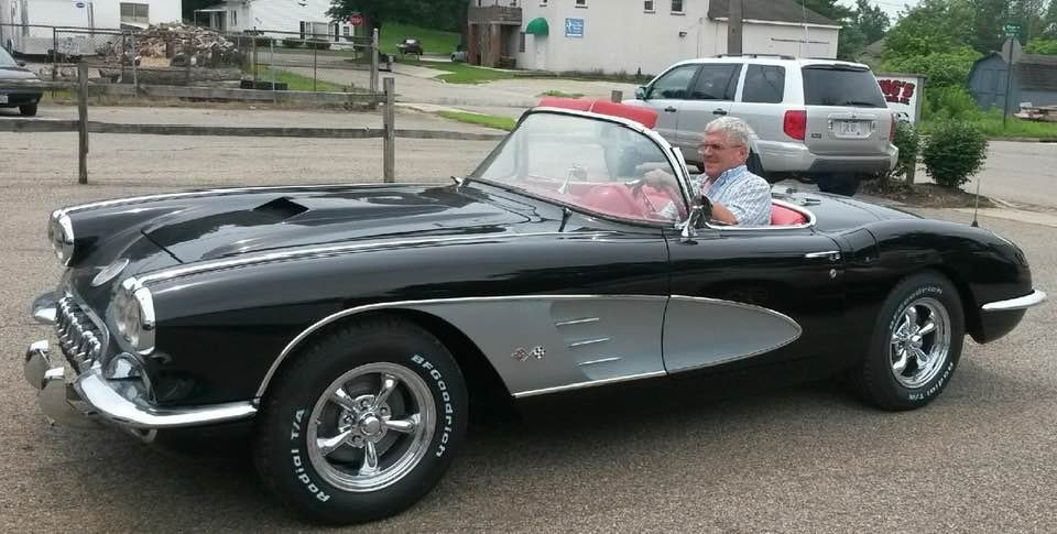 Gary Young taking the first drive of a '60 Corvette he restored for a friend